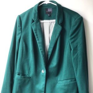 Green single button cotton blazer